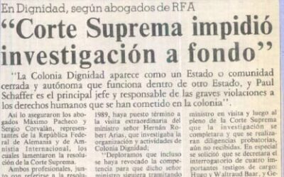 En Dignidad, según abogados de RFA, Corte Suprema impidió investigación a fondo