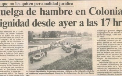 Para que no les quiten personalidad jurídica huelga de hambre en Colonia Dignidad desde ayer a las 17hrs